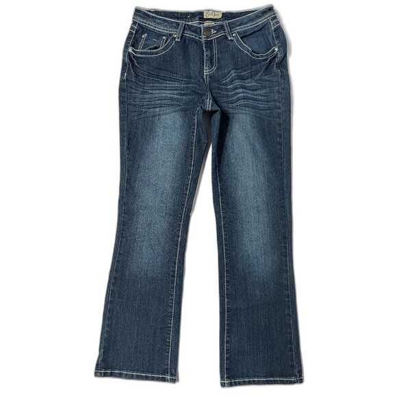 Earl Boot Cut Mid Rise Rhinestone Pockets Dark Wash Jeans Women’s Size 6P (J5) - Picture 2 of 11